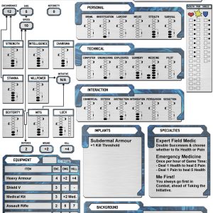 Era: Consortium Premade Character Sheets Pack – Close and Personal set (Level 1)
